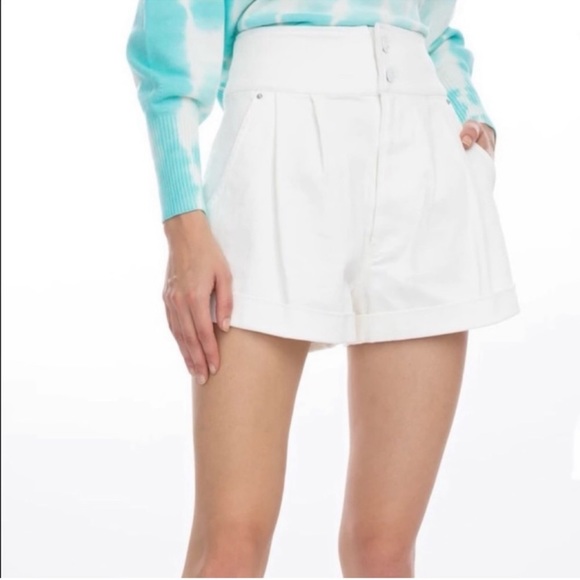 🆕Generation Love Mona High Waist Cuffed Denim White Shorts Classic Fit - Picture 3 of 13